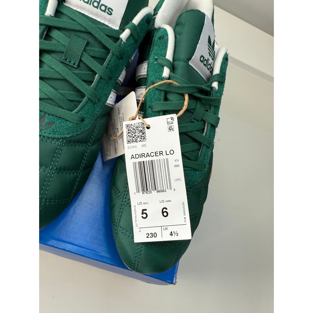 Adidas Adiracer Lo Green White Gum Quilted Suede Sneakers Women 6 Men 5 NWB - Picture 3 of 10